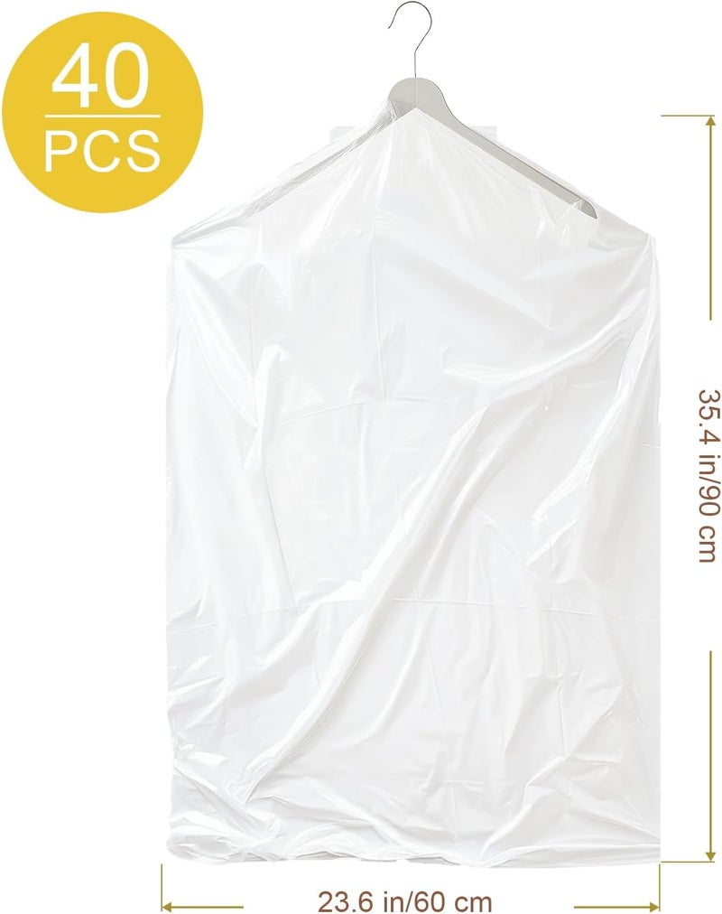 Gretchin 40 Pack Garment Bags - Set of 40, 60x90cm Plastic Dry Cleaning Bags for Hanging Clothes Storage - Image 2